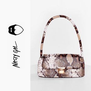 NWT Snake Print Faux Leather Shoulder Bag